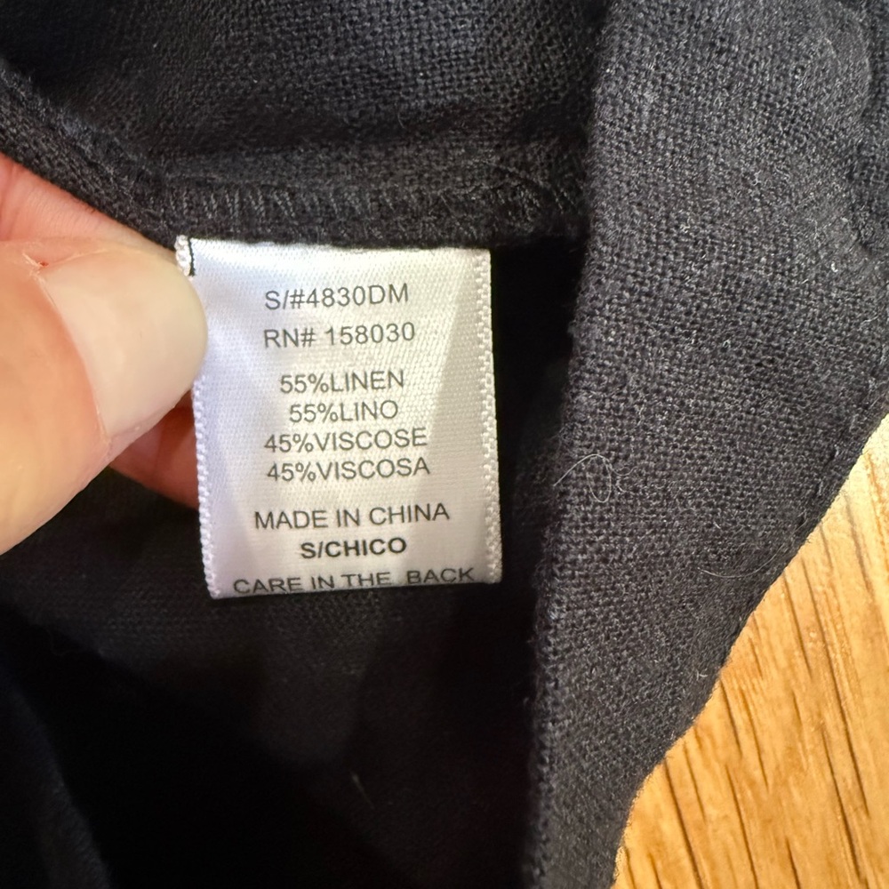 Sleeveless Double-Breasted Black Linen Belted Mini Dress - Picture 3 of 3